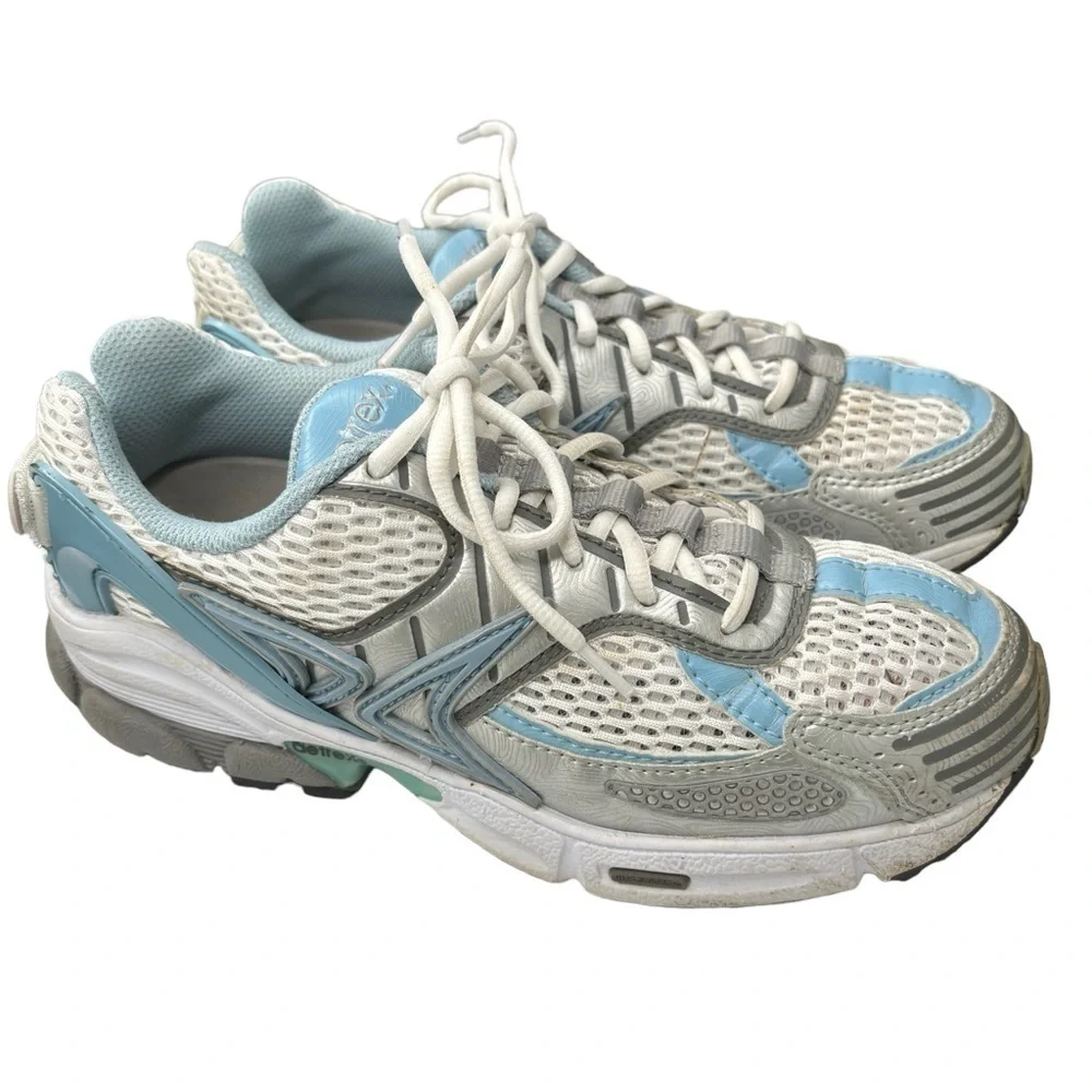 Aetrex Womens Athletic Shoe White Q562 Lace Up Sz 8.5 Sneaker Adjustable Fit EUC